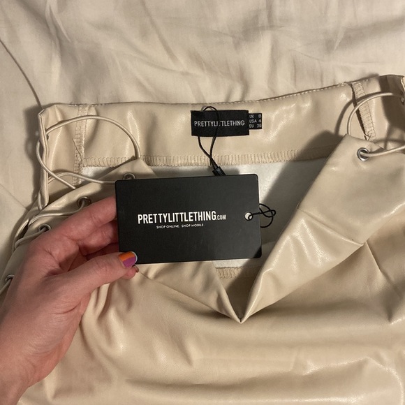 2/$15 NWT PrettyLittleThing Stone Leather Lace Up Mini Skirt - Picture 9 of 13